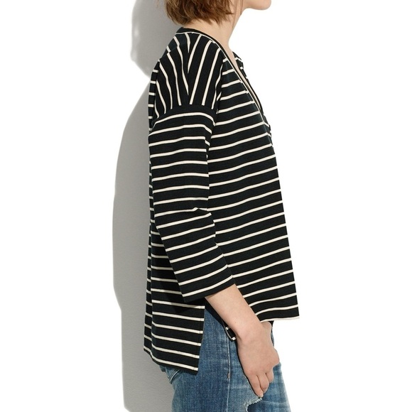 🐞 Madewell Side ZIP Slub Ponte Striped Top - Picture 2 of 7